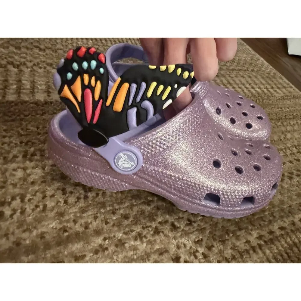 RARE CROCS KIDS Classic IAM Butterfly Clog 211262 Mystic Purple Toddlers Sz 13 C